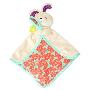 B Cuddly Bunny Rabbit Lovey Security Blanket Cream Orange Geometric Crinkle Leaf